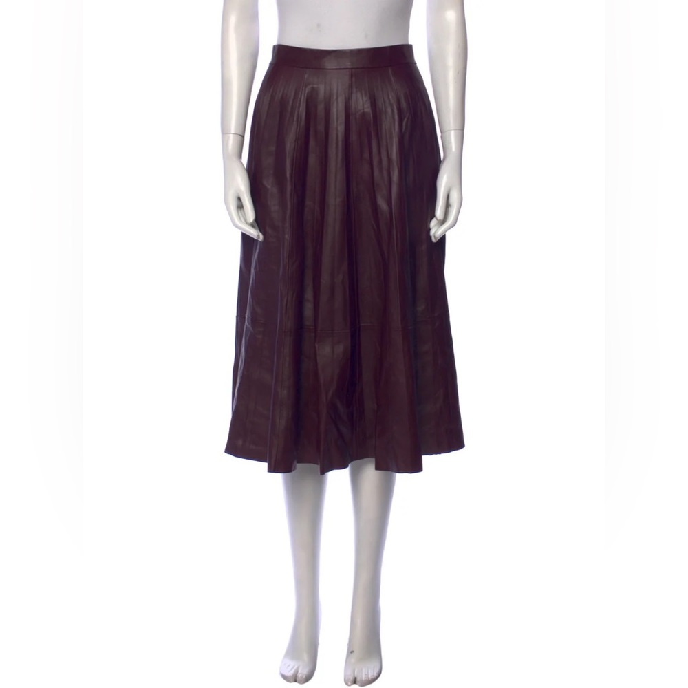Prabal Gurung Lamb Leather Midi Length Skirt
